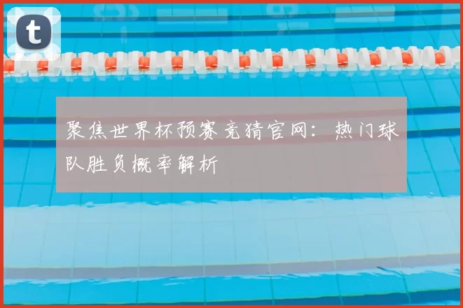 聚焦世界杯预赛竞猜官网：热门球队胜负概率解析